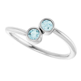 14K Gold Round Natural Sky Blue Topaz Two-Stone Ring - White Gold - view 10