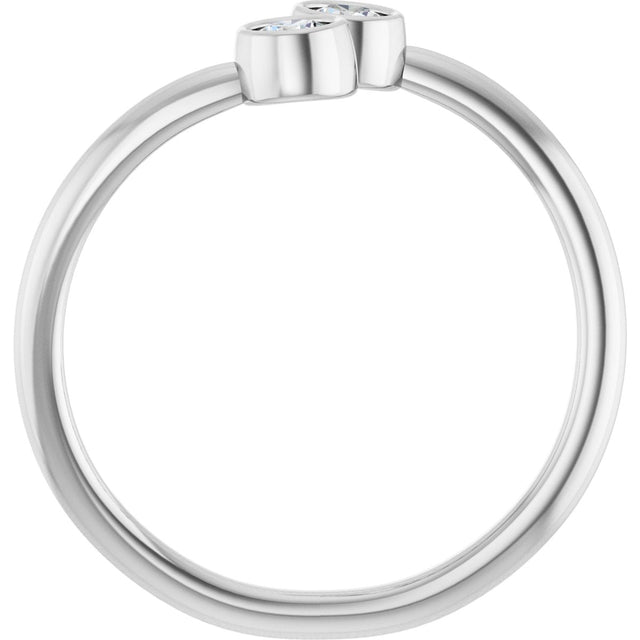 14K Gold Round Natural White Sapphire Two-Stone Ring - White Gold - view 7