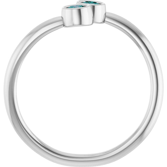 14K Gold Round Lab-Grown Alexandrite Two-Stone Ring - White Gold - view 7