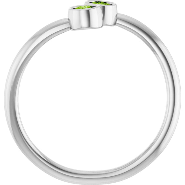 14K Gold Round Natural Peridot Two-Stone Ring - White Gold - view 7