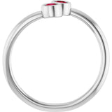 14K Gold Round Natural Ruby Two-Stone Ring - White Gold - view 7