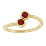 14K Gold Round Natural Mozambique Garnet Two-Stone Ring - Yellow Gold - view 8