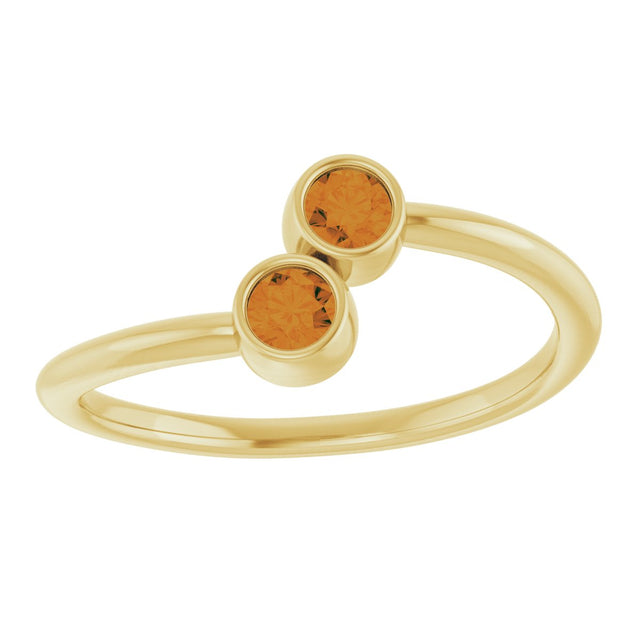 14K Gold Round Natural Citrine Two-Stone Ring - Yellow Gold - view 8