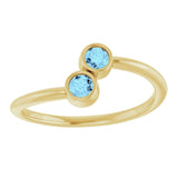 14K Gold Round Natural Aquamarine Two-Stone Ring - Yellow Gold - view 8