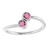 14K Gold Round Natural Pink Tourmaline Two-Stone Ring - White Gold - view 8