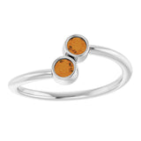 14K Gold Round Natural Citrine Two-Stone Ring - White Gold - view 8