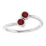 14K Gold Round Natural Mozambique Garnet Two-Stone Ring - White Gold - view 8
