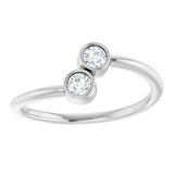 14K Gold Round Natural White Sapphire Two-Stone Ring - White Gold - view 8