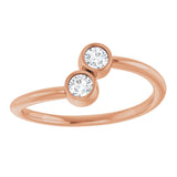 14K Gold Round Natural White Sapphire Two-Stone Ring - Rose Gold - view 9