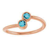 14K Gold Round Natural London Blue Topaz Two-Stone Ring - Rose Gold - view 9
