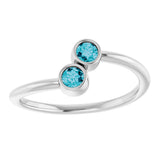 14K Gold Round Natural London Blue Topaz Two-Stone Ring - White Gold - view 8