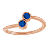 14K Gold Round Lab-Grown Blue Sapphire Two-Stone Ring - Rose Gold - view 9