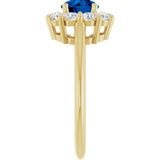 14K Gold Round Natural Blue Sapphire & Natural Diamond Halo-Style Ring – 6mm Stones - Yellow Gold - view 4