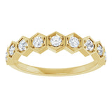 14K Gold Round Natural Diamond Stackable Geometric Ring – 2.2mm Stones - Yellow Gold - view 13