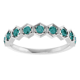 Platinum Round Natural Alexandrite Stackable Geometric Ring - view 15