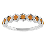 Platinum Round Natural Citrine Stackable Geometric Ring - view 13