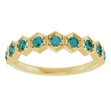14K Gold Round Lab-Grown Alexandrite Stackable Geometric Ring - Yellow Gold - view 15