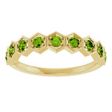 14K Gold Round Natural Peridot Stackable Geometric Ring - Yellow Gold - view 13