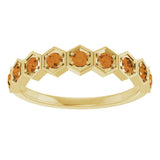 14K Gold Round Natural Citrine Stackable Geometric Ring - Yellow Gold - view 13