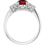 14K Gold Oval Lab-Grown Ruby & Natural Diamond Accented Ring - White Gold - view 2