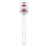 Platinum Round Lab-Grown Ruby Stackable Ring - view 9