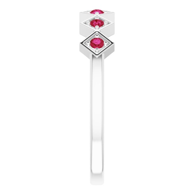 14K Gold Round Lab-Grown Ruby Stackable Ring - White Gold - view 9
