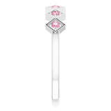 Platinum Round Natural Pink Tourmaline Stackable Ring – 1.75mm Stones - view 9