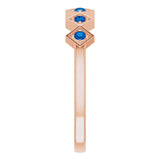 14K Gold Round Natural Blue Sapphire Stackable Ring – 1.75mm Stones - Rose Gold - view 9