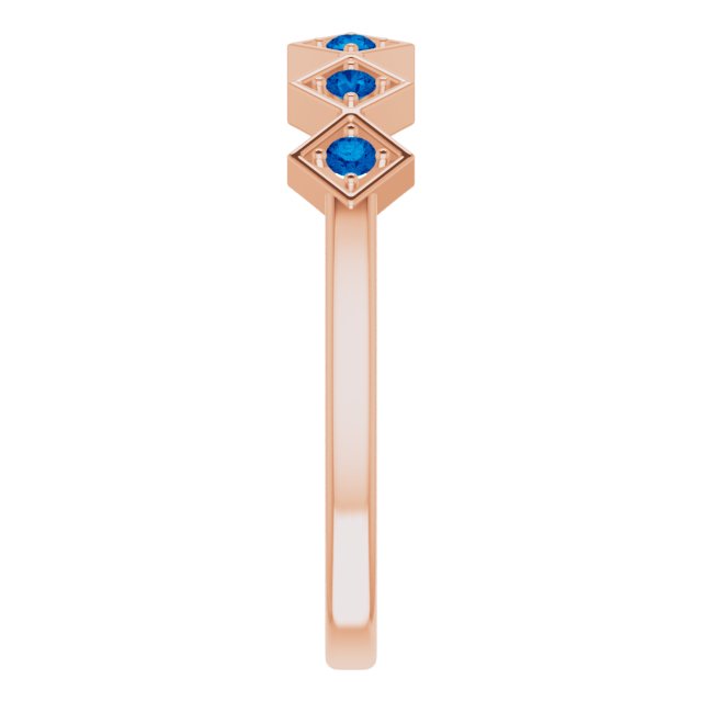 14K Gold Round Natural Blue Sapphire Stackable Ring – 1.75mm Stones - Rose Gold - view 9