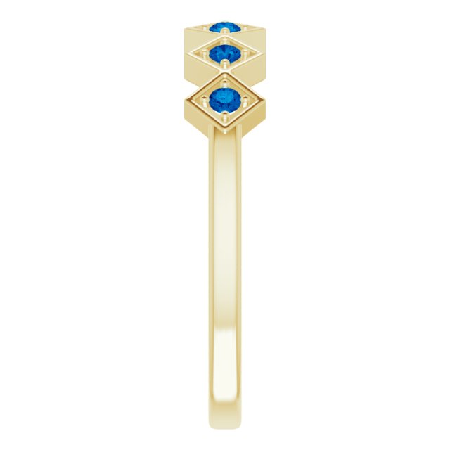 14K Gold Round Natural Blue Sapphire Stackable Ring – 1.75mm Stones - Yellow Gold - view 9