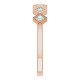 14K Gold Round Natural Aquamarine Stackable Ring – 1.75mm Stones - Rose Gold - view 9