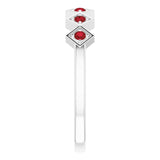 14K Gold Round Natural Mozambique Garnet Stackable Ring – 1.75mm Stones - White Gold - view 9