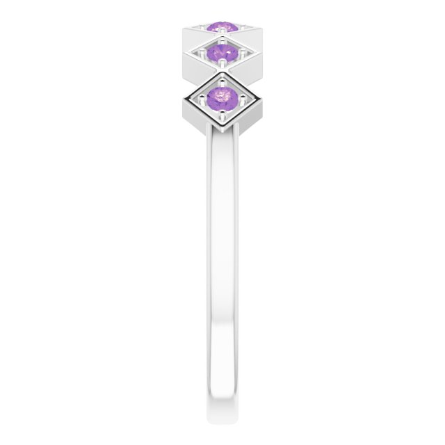 Platinum Round Natural Amethyst Stackable Ring – 1.75mm Stones - view 9