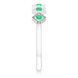 Platinum Round Natural Emerald Stackable Ring – 1.75mm Stones - view 9