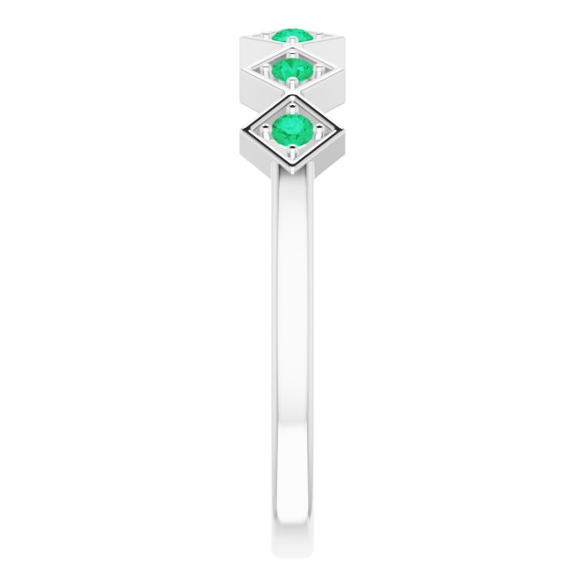 Platinum Round Natural Emerald Stackable Ring – 1.75mm Stones - view 9