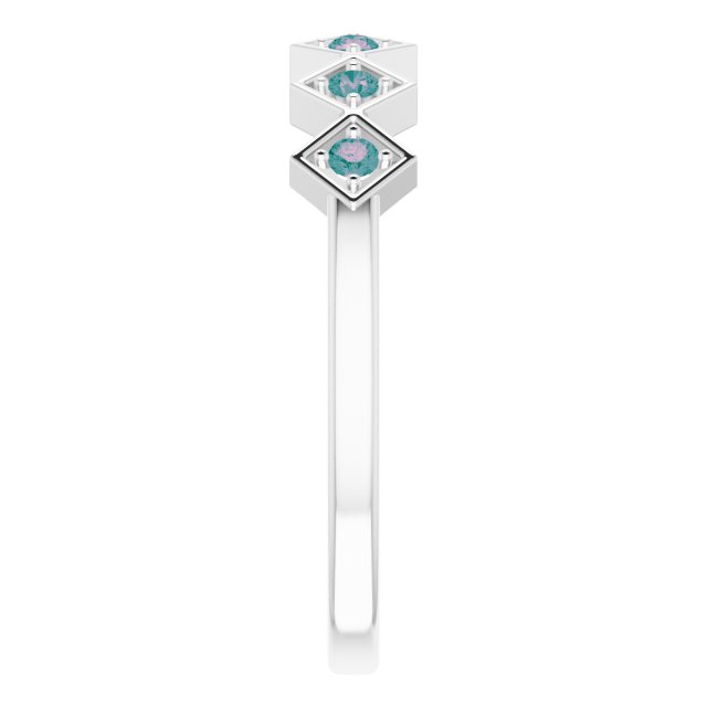 14K Gold Round Natural Alexandrite Stackable Ring - White Gold - view 9