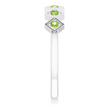 14K Gold Round Natural Peridot Stackable Ring – 1.75mm Stones - White Gold - view 9