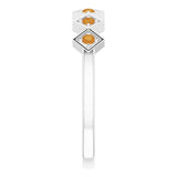 Platinum Round Natural Citrine Stackable Ring - view 9