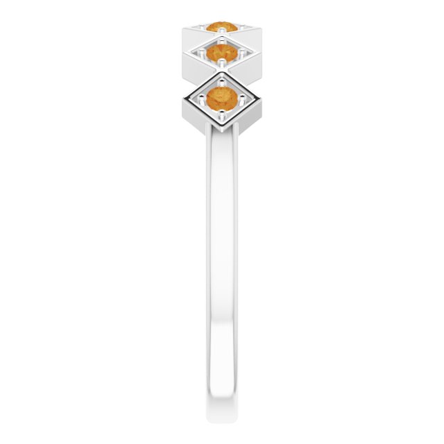 Platinum Round Natural Citrine Stackable Ring - view 9