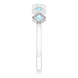 14K Gold Round Natural Blue Zircon Stackable Ring - White Gold - view 9