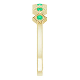 14K Gold Round Lab-Grown Emerald Stackable Ring - Yellow Gold - view 9