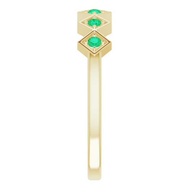 14K Gold Round Lab-Grown Emerald Stackable Ring - Yellow Gold - view 9