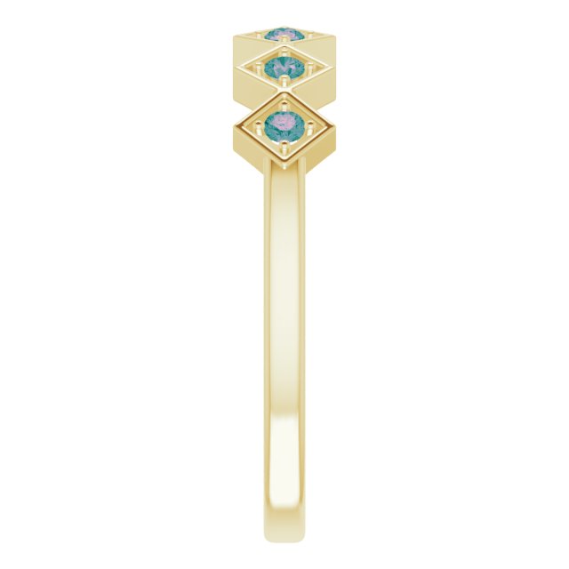 14K Gold Round Natural Alexandrite Stackable Ring - Yellow Gold - view 9