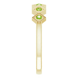 14K Gold Round Natural Peridot Stackable Ring – 1.75mm Stones - Yellow Gold - view 9