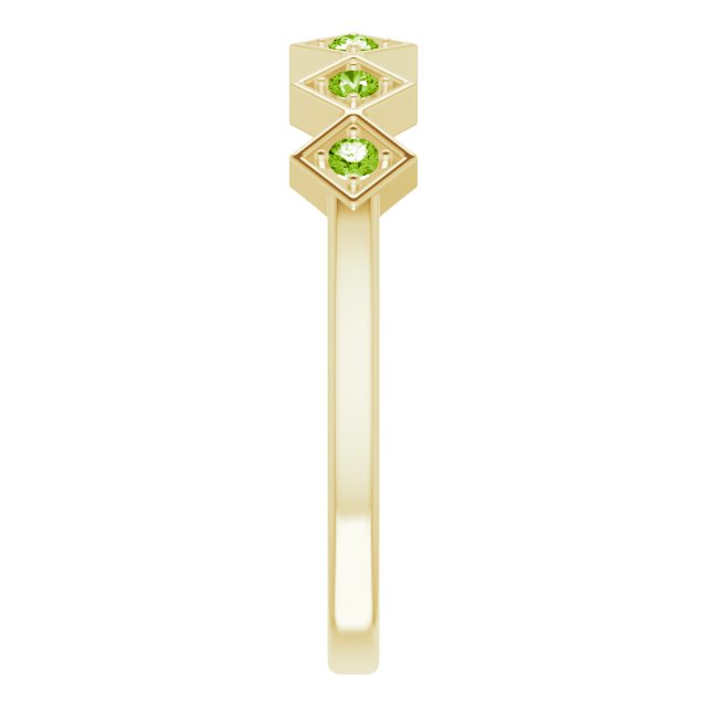 14K Gold Round Natural Peridot Stackable Ring – 1.75mm Stones - Yellow Gold - view 9