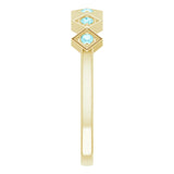 14K Gold Round Natural Blue Zircon Stackable Ring - Yellow Gold - view 9