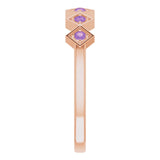 14K Gold Round Natural Amethyst Stackable Ring – 1.75mm Stones - Rose Gold - view 9