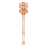 14K Gold Round Natural Citrine Stackable Ring - Rose Gold - view 9