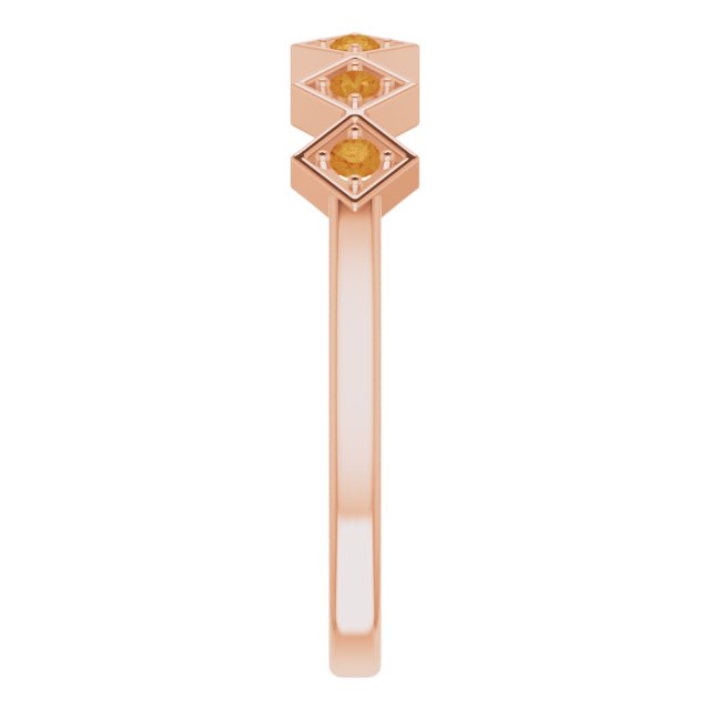 14K Gold Round Natural Citrine Stackable Ring - Rose Gold - view 9
