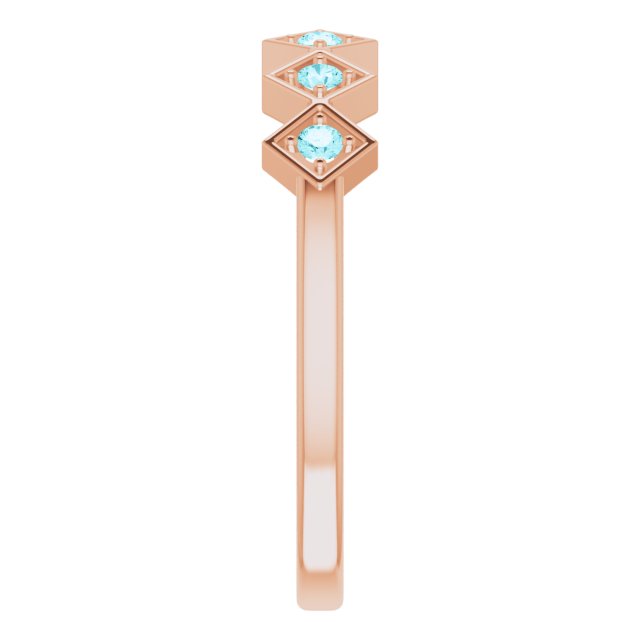14K Gold Round Natural Blue Zircon Stackable Ring - Rose Gold - view 9